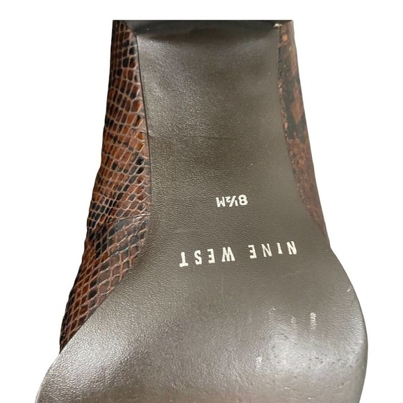 Nine West Brown Snake Print Loafers Block Heel Chunky Y2K 90's 8.5M Slip On - Picture 9 of 9